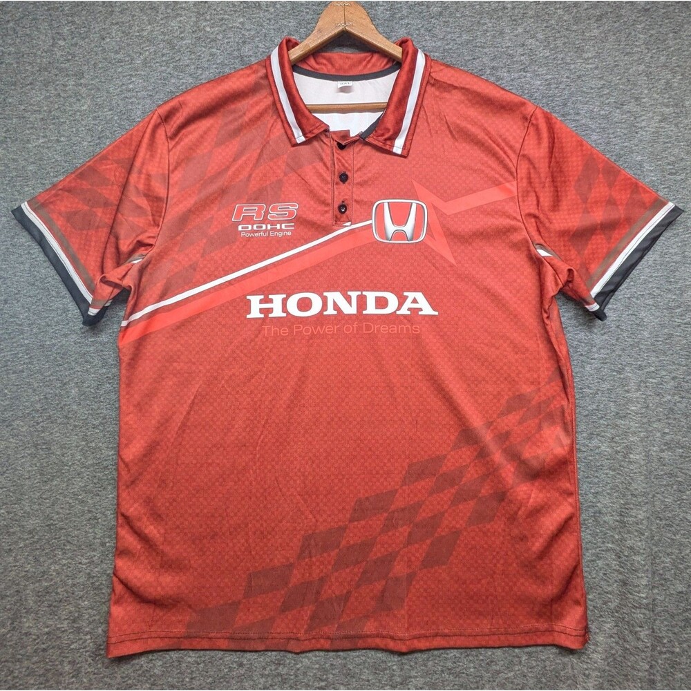 Honda RS DOHC Racing Polo Shirt Red Graphic Mens 5XL Motorsport More Like 3X